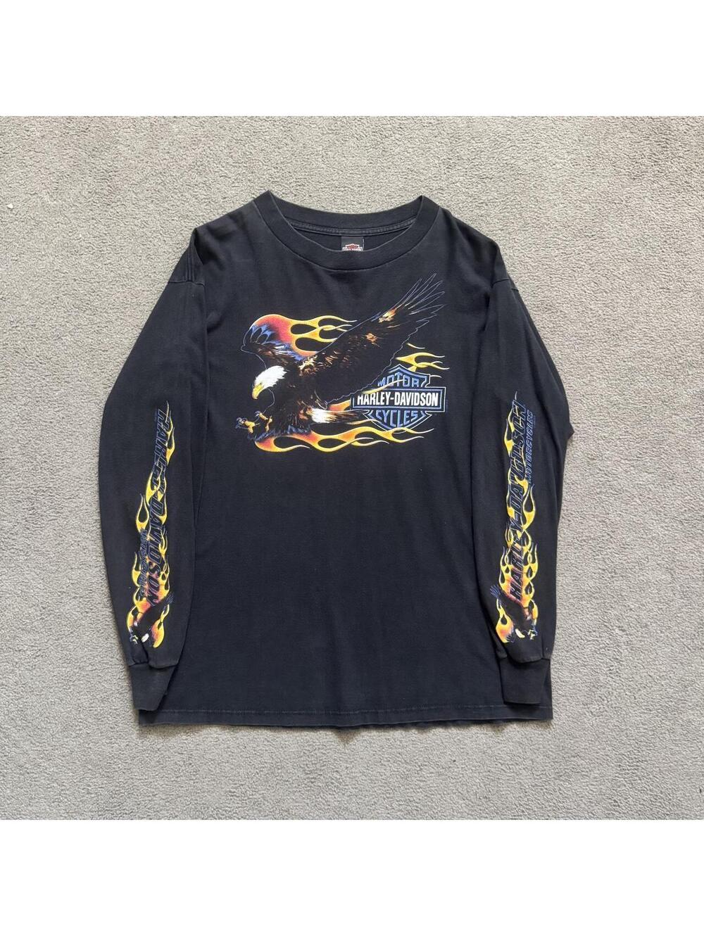 Vintage Y2K 1999 Long Sleeve Harley with insane Flame hits and graphic